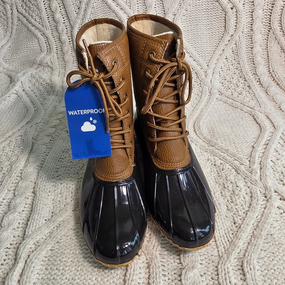 JBU by Jambu Maplewood Duck Boots Brown Black Waterproof Women Size 8 NEW